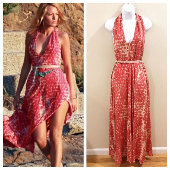 Gryphon Dresses & Skirts - Gryphon Silk Rope Halter Maxi Dress Coral Medium